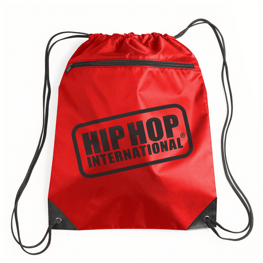 Drawstring Zipper Pocket Backpack - Red/Black