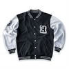Unisex New Varsity Button Up Fleece Jacket - Black/H.Gray/White