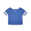 WOMENS SHORT SLEEVE CROP MESH FOOTBALL JERSEY T-SHIRT WITH CONTRAST TAPING - BLUE/WHITE