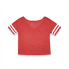 WOMENS SHORT SLEEVE CROP MESH FOOTBALL JERSEY T-SHIRT WITH CONTRAST TAPING - RED/WHITE